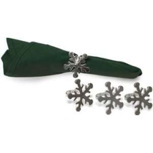  Bardwil Silver Snowflakes Napkin Ring Set: Home & Kitchen