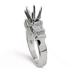   : 14k White Gold Side Stone Channel Diamond Engagement Ring: Jewelry