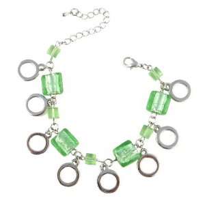   Silver Tone Circle Dangles ~ Peridot Green SERENITY CRYSTALS Jewelry