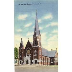  1940s Vintage Postcard St. Aloysius Church   Nashua New 