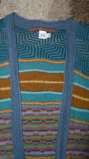 Peruvian Connection Multi Colored Knitted Cardigan 100% Pima Cotton 