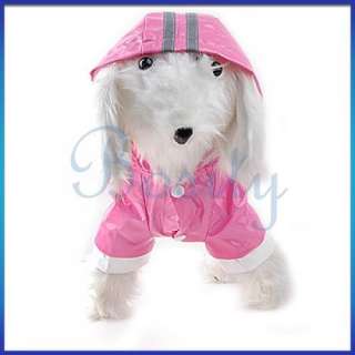 Pink Pet Dog Rain Slicker Raincoat Clothes Apparel M  