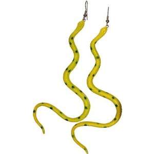    Long Plastic Snake Earrings In Yellow Cora Hysinger Jewelry