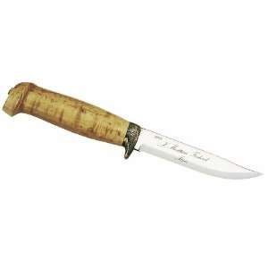   Hunters Fixed Blade Knife with Curly Birch Handle & Cast Bronze Guard