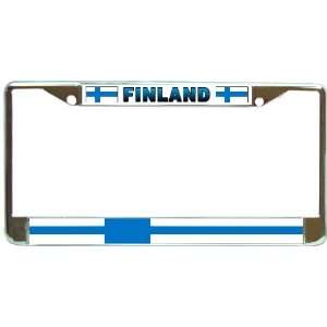 Finland Finnish Flag Chrome License Plate Frame Holder