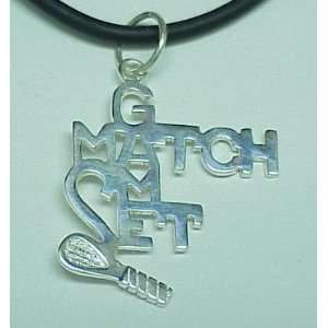  Sterling Silver Tennis Match Game Set Charm (Brand New 