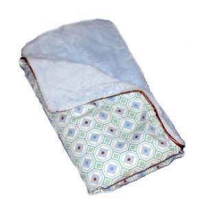  Modern Vintage Blue Octagon Piped Blanket 