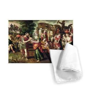  Eliezer and Rebecca at the Well, 1562 (oil   Tea Towel 