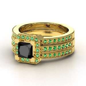 Va Voom Ring, Princess Black Diamond 14K Yellow Gold Ring 