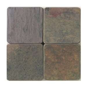  American Olean 4 x 4 Indian Multicolor Tumbled Stone 