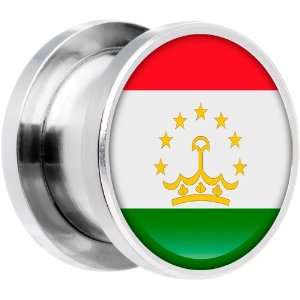  13mm Stainless Steel Tajikistan Flag Saddle Plug Jewelry