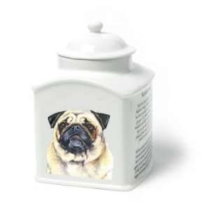  Pug Dog Van Vliet Porcelain Memorial Urn 