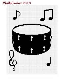 Snare Drum Musical Notes Afghan Crochet Pattern Graph  