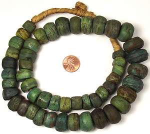 Old Green & Blue HEBRON Trade Beads , Sudan   Africa 1800s  