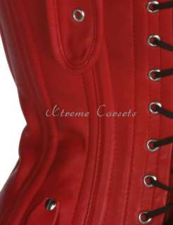   Leather Steel Bone Bustier Overbust Shaper Strap Corset Lace up  