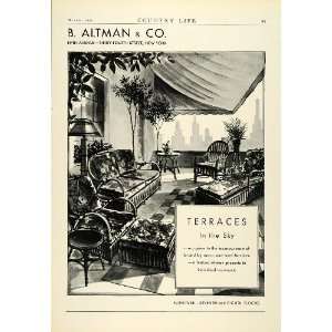  1930 Ad B. Altman Sun Room Solarium Wicker Furniture 