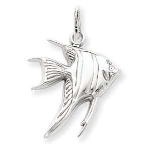  14k White Gold Angelfish Charm: Jewelry