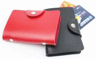  Leather Business Credit ID Card Holder Purse Wallet Pocket Black akL