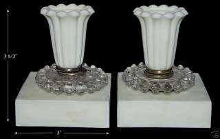Akro Agate Ivory Candlesticks, pair  