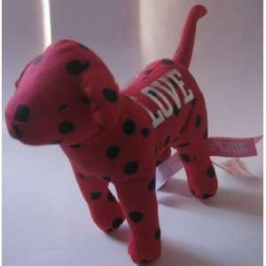  Victorias Secret Love Pink Spotted Stuffed Dog Red 