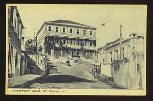 ST THOMAS, US VIRGIN ISLANDS ~ GOVERNMENT HOUSE & STREET VIEW ~ c 