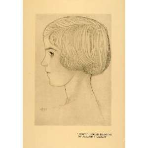  1920 Print Janet Tinted Drawing Young Girl Sketch Art 