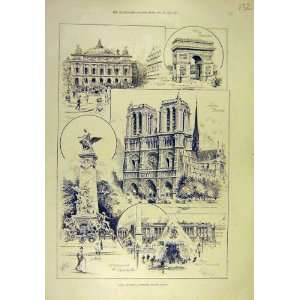   1896 Paris Sketches Places Notre Dame Opera Gambetta
