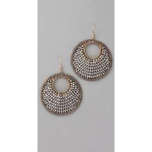  Miguel Ases Pyrite Quartz Circle Earrings Jewelry