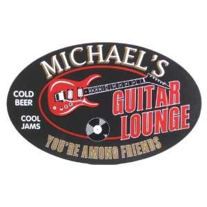   Personalized Guitar Lounge Oval Wood Wall Bar Pub Sign: Home & Kitchen
