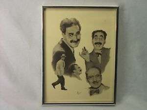   GROUCHO MARX LIFE, 5 DIFFERENT POSES PROFESSIONALY FRAMED SIGNED PRINT