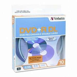  Verbatim Dual Layer DVD R Discs 8.5GB 2.4x Spindle 10/Pack 