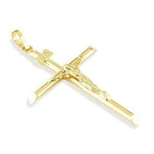  14k Gold PERFECT Crucifix Cross Jesus Charm Pendant NEW 