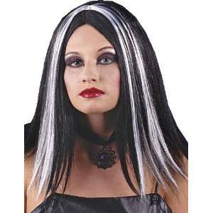    Black with White Streaks Vampire Vampiress Wig