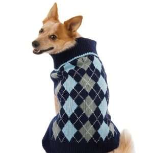  Med. sz. Blue/Grey Dog Sweater Argyle: Kitchen & Dining