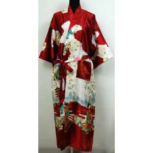  Shanghai Tone® Geisha Kimono Robe Sleepwear Burgundy One 