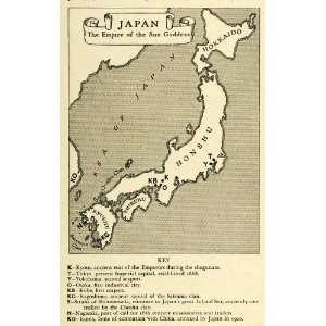 1933 Print Japan Map Sun Goddess Honshu Empire Art Hokkaido Kyushu 