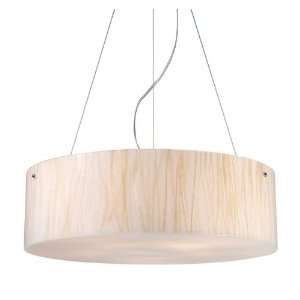   Five Light Pendant with White Sawgrass Material in Polished Chrome