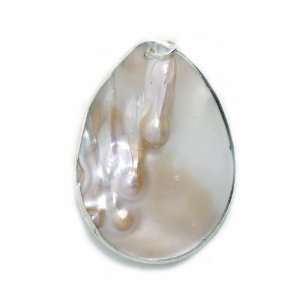 Shipwreck Beads Blister Pearl Shell Drop Pendants, 50 by 60mm Average 