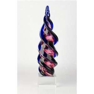    C160 Blue Swirl Handblown Glass Art Sculpture