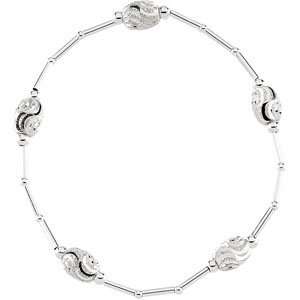 7in Stretch Bracelet w/ Oval Cut Tube Polished Beads 6.25mm   Sterling 