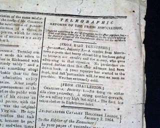   William Smith Inauguration 1864 Civil War Richmond VA Newspaper  