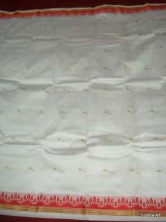 Indian Art Silk Sari saree Curtain Drape Fabric White 7  