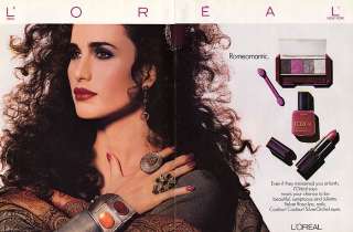 1988 Loreal Andie MacDowell makeup magazine ad  