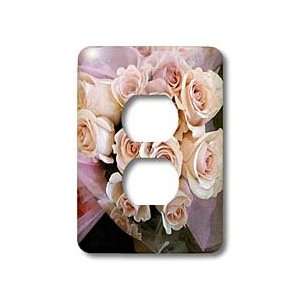 Florene Flowers   Painted Pink Roses Bouquet   Light Switch Covers   2 