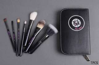 Hot 7 pcs Hello Kitty Makeup Brush Set & Faux Leather Case Black 