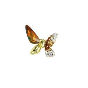  Asymmetrical Butterfly Swarovski Crystal Pin (Yellow 