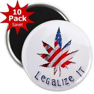 USA FLAG LEGALIZE IT Marijuana Pot Leaf 10 Pack of 2.25 inch Fridge 