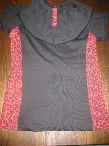 TRIPP Black & Red Cheetah trim hoodie w Studs Size L  