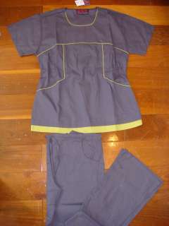   Nursing Hospital Scrub Top Flare Pant set Medical uniform Pewter Gray