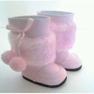  Pink Pom Boots for American Girl Dolls and Bitty Twin Dolls 
